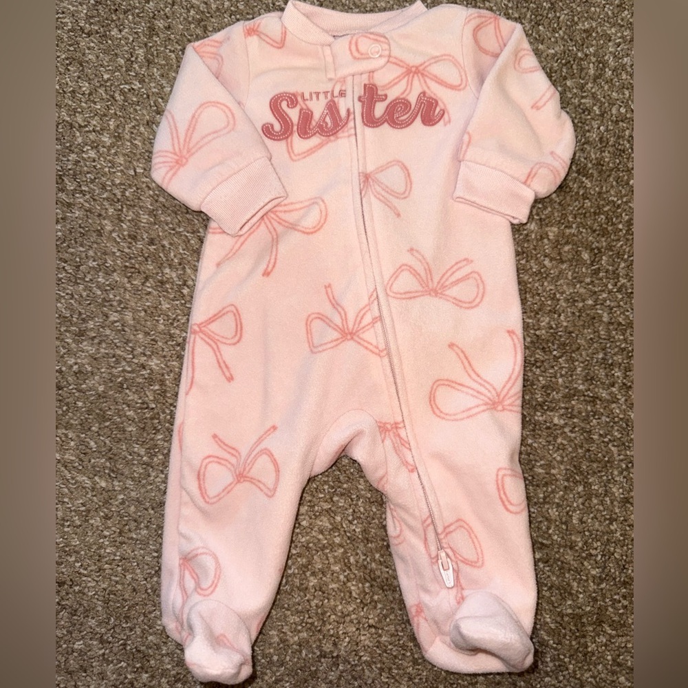 Pink 'Little Sister' baby One Piece